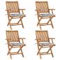Preview: ARDEBO.de - Klappbare Gartenstühle mit Kissen 4 Stk. Massivholz Teak