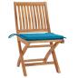 Preview: Gartenstühle 2 Stk. mit Blauen Kissen Teak Massivholz