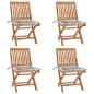 Preview: ARDEBO.de - Klappbare Gartenstühle mit Kissen 4 Stk. Massivholz Teak