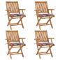 Preview: ARDEBO.de - Klappbare Gartenstühle mit Kissen 4 Stk. Massivholz Teak