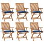 Preview: ARDEBO.de - Klappbare Gartenstühle mit Kissen 6 Stk. Massivholz Teak