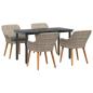 Preview: Essgruppe 5 pcs Hellgrau und Schwarz 140 x 70 x 74 cm