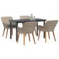 Preview: Essgruppe 5 pcs Hellgrau und Schwarz 140 x 70 x 74 cm