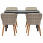 Preview: Essgruppe 5 pcs Hellgrau und Schwarz 140 x 70 x 74 cm