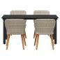 Preview: Garten Essgruppe 5 stk. Hellgrau Poly-Rattan