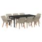 Preview: Essgruppe 9 pcs Hellgrau und Schwarz 200x100x74 cm
