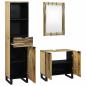 Preview: Badezimmermöbel Set 3 pcs Braun Hoch Massives Raues Mango Holz