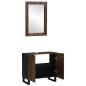 Preview: Badezimmermöbel Set mit Regal mit Speicher mit Tür mit Spiegel 2 pcs Walnuss Braun Standard