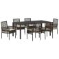 Preview: Garten Essgruppe 7 Stk. Braun Poly-Rattan