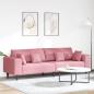 Preview: ARDEBO.de - Samt Sofa mit Kissen mit Kissen Rosa 209 cm Samt