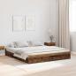Preview: ARDEBO.de - Bett mit Stauraum mit Schubladen mit Kopfteil mit Speicher Altholz 200 x 200 cm