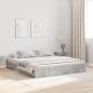 Preview: Bett mit Stauraum mit Schubladen mit Kopfteil mit Speicher Betongrau 180 x 200 cm