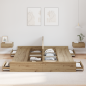 Preview: Bett mit Stauraum Eiche handwerklich 180 x 200 cm