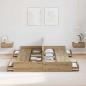 Preview: Bett mit Stauraum Eiche handwerklich 150 x 200 cm