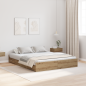 Preview: Bett mit Stauraum Eiche handwerklich 135 x 190 cm Melamin