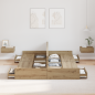 Preview: Bett mit Stauraum Eiche handwerklich 135 x 190 cm Melamin