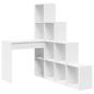 Preview: Eckschreibtisch mit Regal Weiß Standard Engineered Holz und MDF