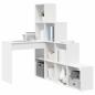 Preview: Eckschreibtisch mit Regal Weiß Standard Engineered Holz und MDF