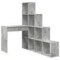 Preview: Eckschreibtisch mit Regal mit Speicher Betongrau 101,5 x 149,5 x 149,5 cm