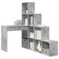 Preview: Eckschreibtisch mit Regal mit Speicher Betongrau 101,5 x 149,5 x 149,5 cm