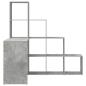 Preview: Eckschreibtisch mit Regal mit Speicher Betongrau 101,5 x 149,5 x 149,5 cm