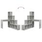 Preview: Eckschreibtisch mit Regal mit Speicher Betongrau 101,5 x 149,5 x 149,5 cm
