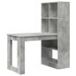 Preview: Schreibtisch mit Regal mit Speicher Beton Grau 122 x 67 x 145 cm