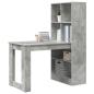 Preview: Schreibtisch mit Regal mit Speicher Beton Grau 122 x 67 x 145 cm