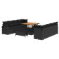 Preview: Garten-Sofa-Set mit Kissen mit Speicher mit Kissen 11 pcs Schwarz Poly Rattan