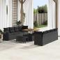 Preview: Garten-Sofa-Set mit Kissen mit Speicher mit Kissen 11 pcs Schwarz Poly Rattan