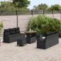 Preview: Garten-Sofa-Set mit Kissen mit Kissen 9 pcs Schwarz Poly Rattan