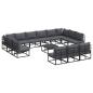 Preview: Garten-Sofa-Set mit Kissen mit Kissen 14 pcs Schwarz Aluminium