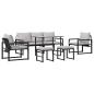 Preview: Garten-Sofa-Set 6 pcs Schwarz 61 x 72,5 x 71 cm Stahl
