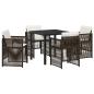Preview: Braunes Garten-Esszimmer-Set 5 pcs Braun Stahl