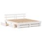 Preview: Bettgestell mit Schubladen mit Kopfteil mit Speicher Weiß 200 x 200 cm