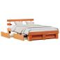 Preview: Bettgestell mit Schubladen mit Kopfteil mit Speicher Wachsbraun 160 x 200 cm Holz
