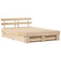 Preview: Bettgestell mit Schubladen mit Kopfteil mit Speicher Braun 150 x 200 cm Massivkiefer