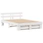 Preview: Bettgestell mit Schubladen mit Kopfteil mit Speicher Weiß 140 x 200 cm Kiefernholz