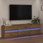 Preview: TV-Schränk Braun 181 x 34 x 50 cm Spanplatte und LED-Lichter
