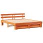 Preview: Bettgestell mit Kopfteil Braun 200 x 200 cm Massivholz Kiefer