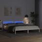 Preview: Bettgestell mit LED -Streifenleuchten mit Kopfteil Weiß 200 x 200 cm Holz