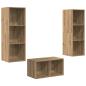 Preview: TV-Schrank Set mit Regal Wandmontiert mit Speicher Eiche handwerklich 37 x 37 x 107 cm