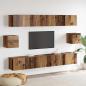 Preview: ARDEBO.de - TV-Schrank-Set mit Regal Wandmontiert mit Speicher mit Tür 6 pcs Altholz 100 x 30 x 30 cm Holz
