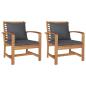 Preview: Gartenstühle 2 pcs Braun 60 x 65 x 76.5 cm Massives Teakholz