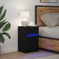 Preview: LED Nachttisch Schwarze Eiche 38 x 34 x 61 cm Spanplatte