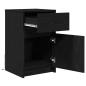 Preview: LED Nachttisch Schwarze Eiche 38 x 34 x 61 cm Spanplatte