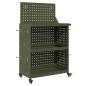 Preview: Werkzeugwagen mit Regal mit Rad mit Speicher Olivgrün 65 x 35 x 111 cm Metall