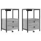 Preview: Nachttisch mit Ladestation 2 pcs Grau Sonoma Holzwerkstoff