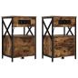 Preview: Nachttisch 2 pcs Räuchereiche 40 x 31 x 60 cm Holzwerkstoff