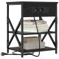 Preview: Nachttisch mit Ladestation 2 pcs Schwarze Eiche Holzwerkstoff